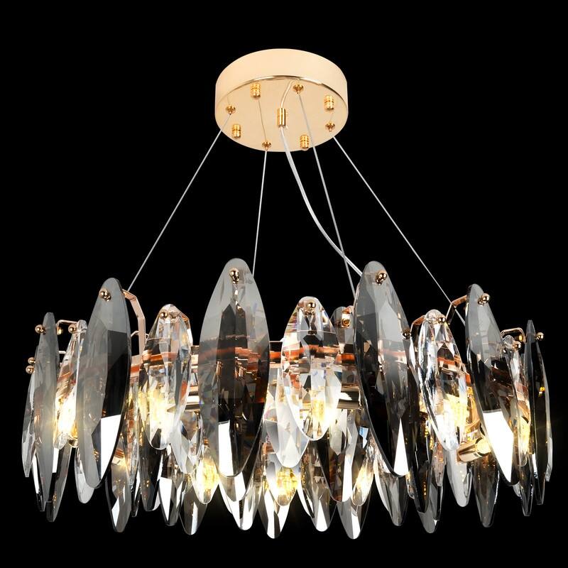 23.6 in. Crystal Raindrop Chandelier, 12-Light Luxury K9 Crystal Pendant light for Dining Room, Kitchen island