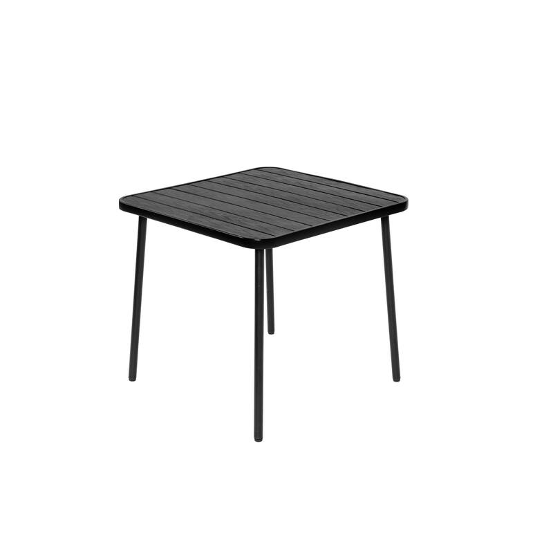 5-Piece Outdoor Casual Dining Table Set with 4 Plastic Chairs Patio Square Coffee Table Poolside Picnic Beer Table