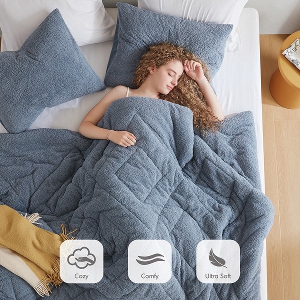 slide 2 of 59, Chelsea Square Kyla Double Diamond Quilted Teddy Comforter Set Blue - King