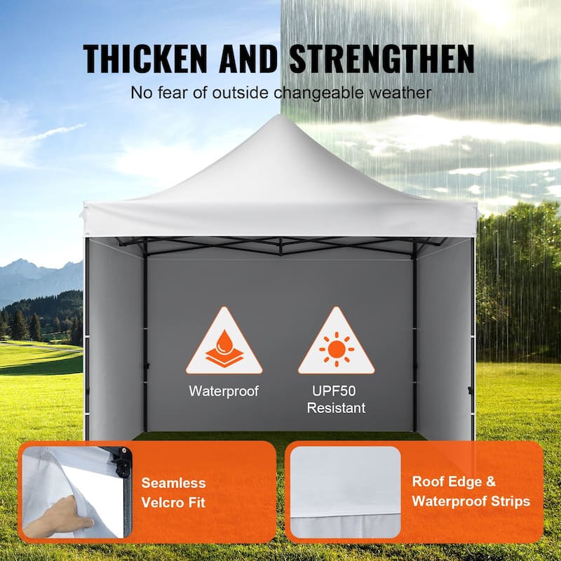 500D PU Coated Pop-Up Canopy Tent with Sidewalls and Carry Bag - 120” L x 120” W x 126” H