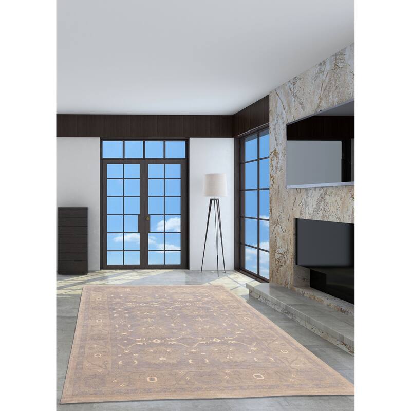 ECARPETGALLERY Hand-knotted Modern Oushak Grey, Light Denim Blue Wool Rug - 8'0 x 10'1