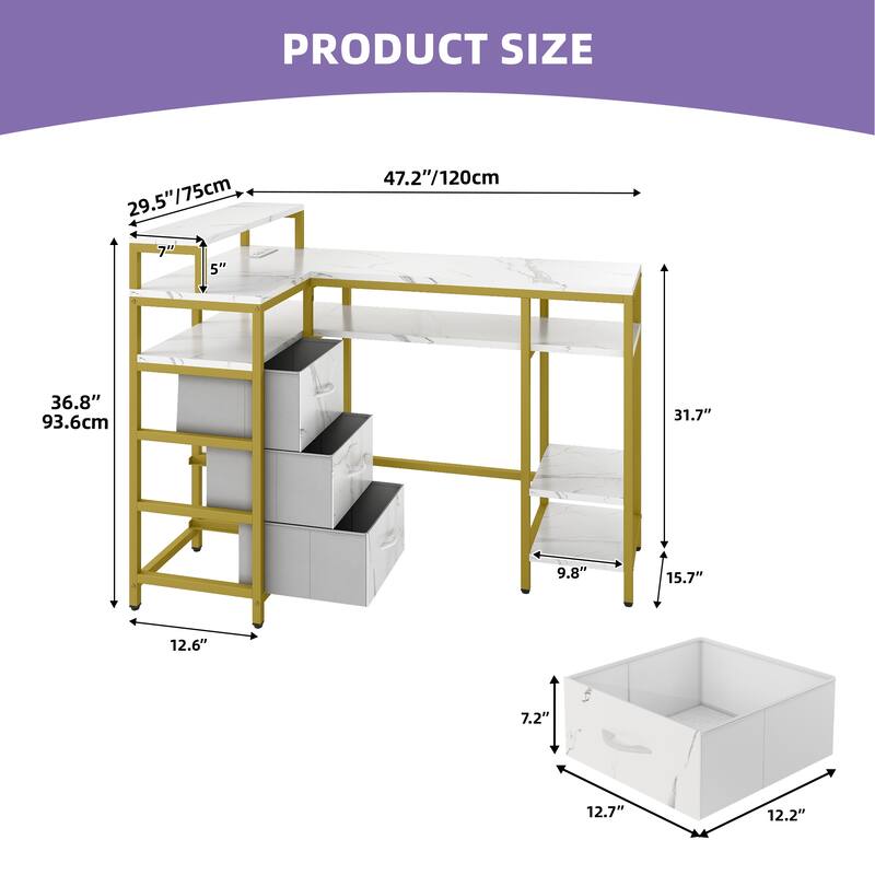 Moasis L Shape Nail Desk With Charger Station