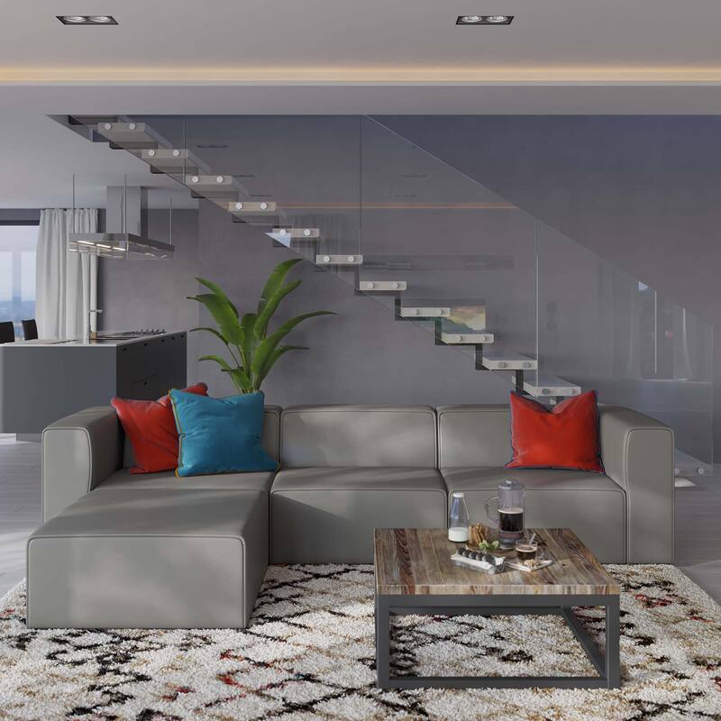 Mingle Vegan Leather Vegan Leather Sofa and Ottoman Set