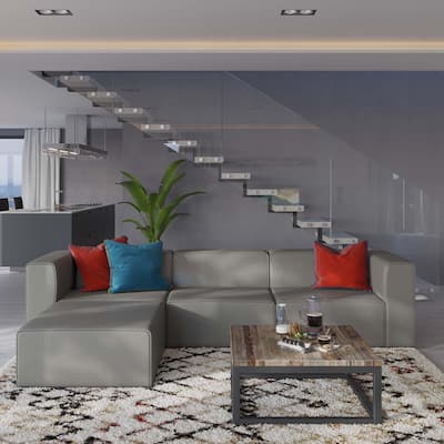 Mingle Vegan Leather Vegan Leather Sofa and Ottoman Set