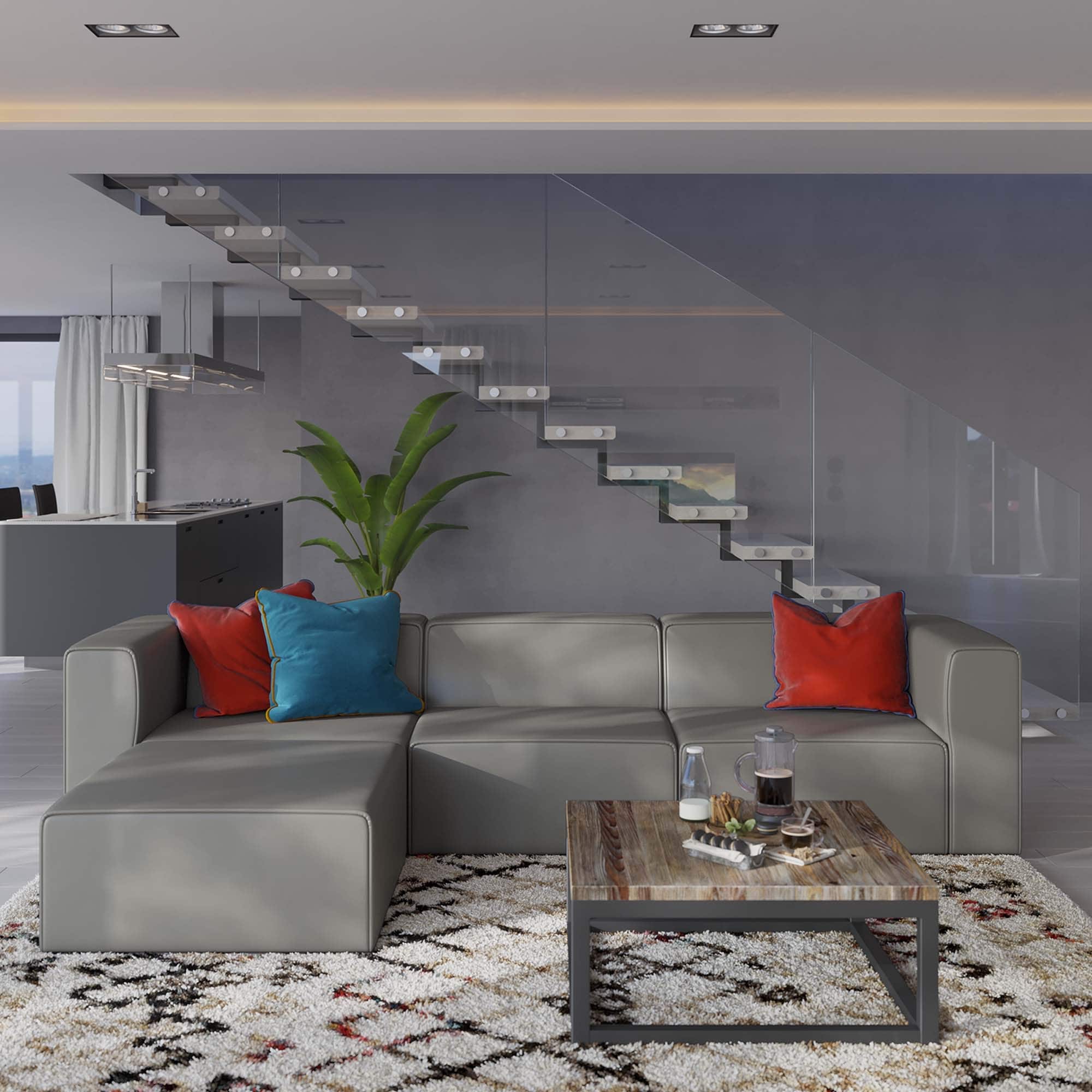 Mingle Vegan Leather Vegan Leather Sofa and Ottoman Set