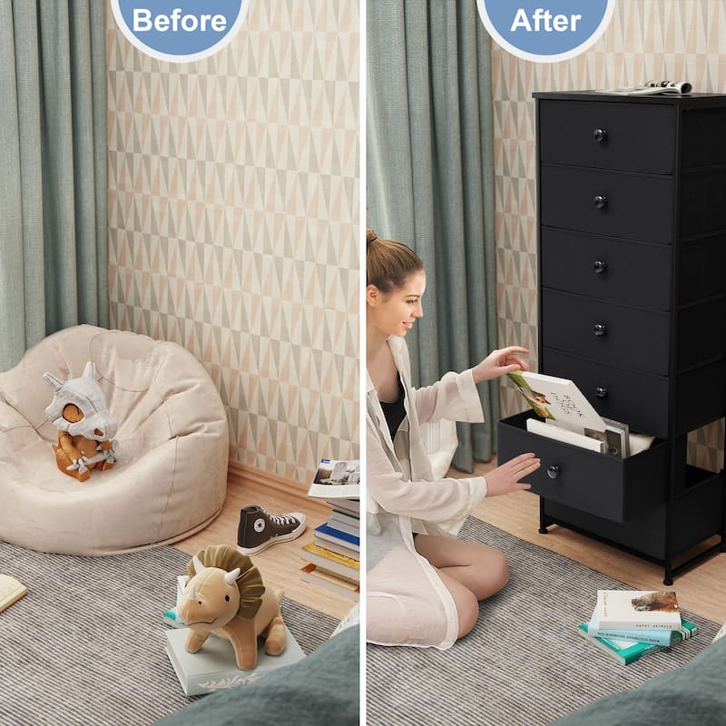 Slim Tall Vertical 7-Drawer Chest Dresser Closet Storage Organizer Unit for Bedroom