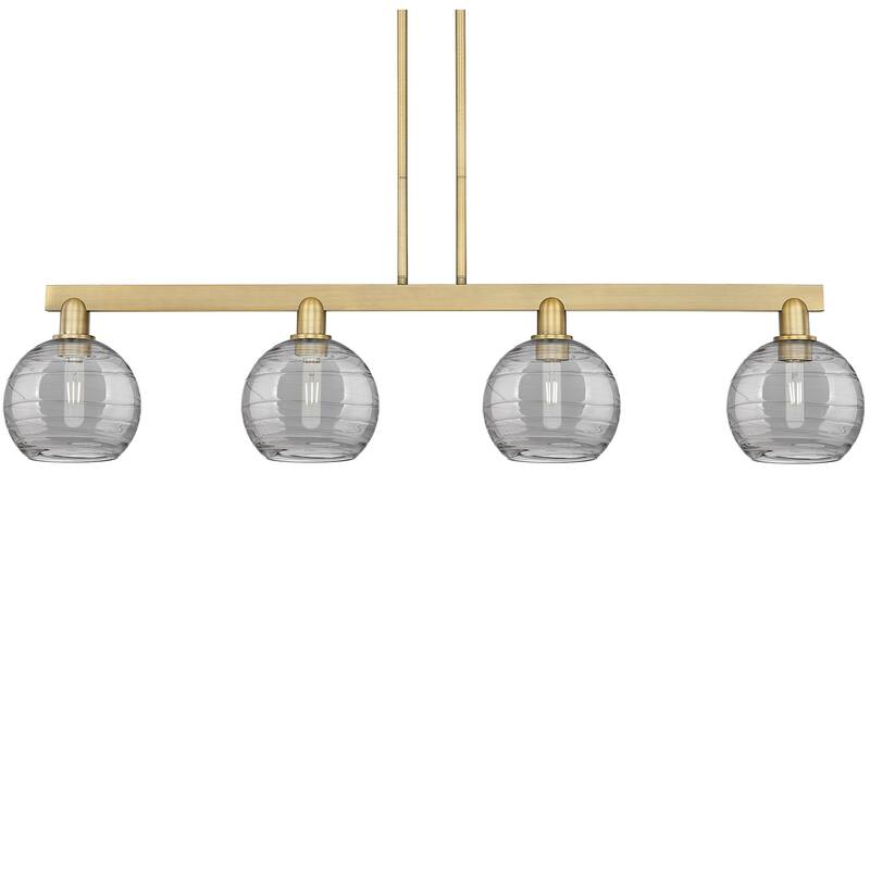 Innovations Lighting 716-4I-11-51 Athens Deco Swirl Linear Athens Deco - Brushed Brass / Light Smoke Deco Swirl