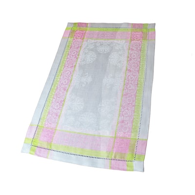 French Home Linen Set of 6 Cleopatra Placemats - Chartreuse, Rose, and Pale Lavender