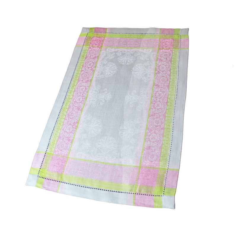 French Home Linen Set of 6 Cleopatra Placemats - Chartreuse, Rose, and Pale Lavender