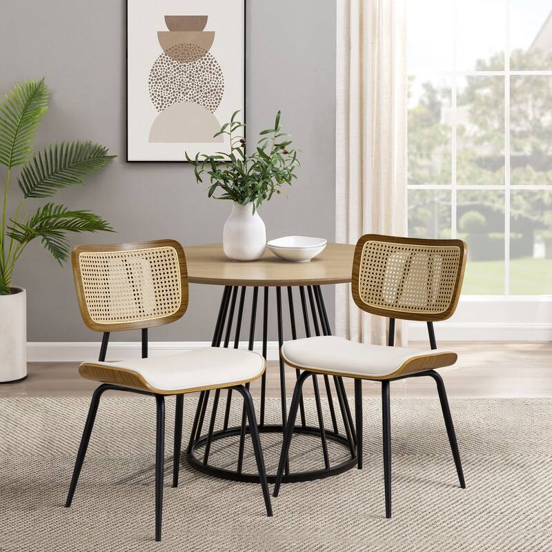 Faux Leather Upholstered Dining Chairs Set of 2/4 - 33.5" H x 17.5" W x 23" D