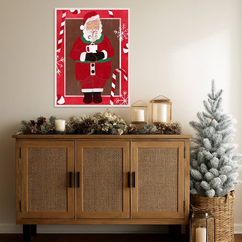 Cozy Cocoa Christmas II by June Erica Vess (23 x 30 in.), Framed Canvas Wall Art Print - Sylvie Beaded White