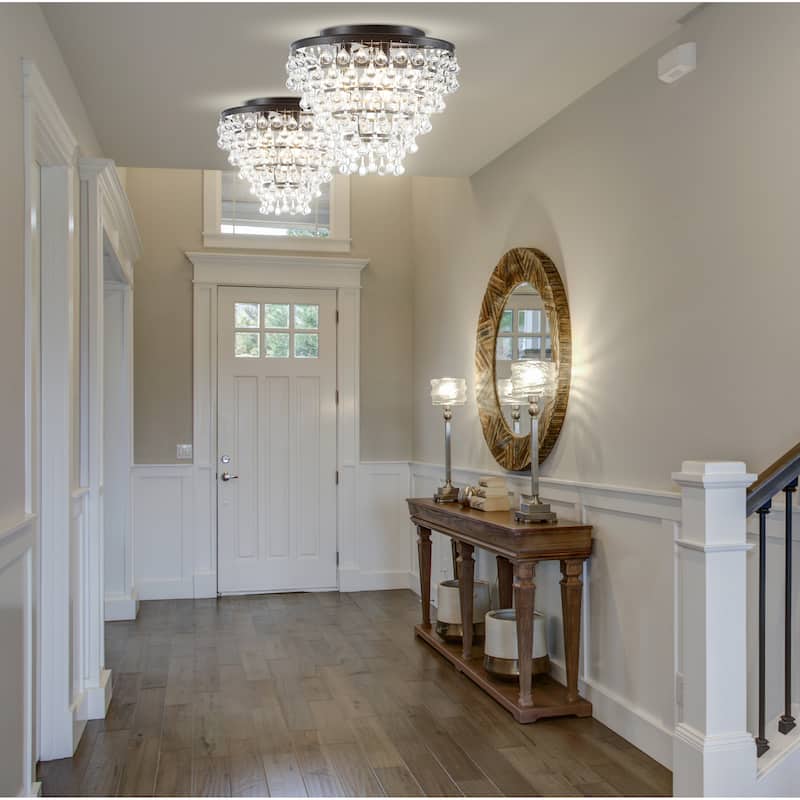 Marc 16" Metal/Crystal LED Flush Mount, by JONATHAN Y