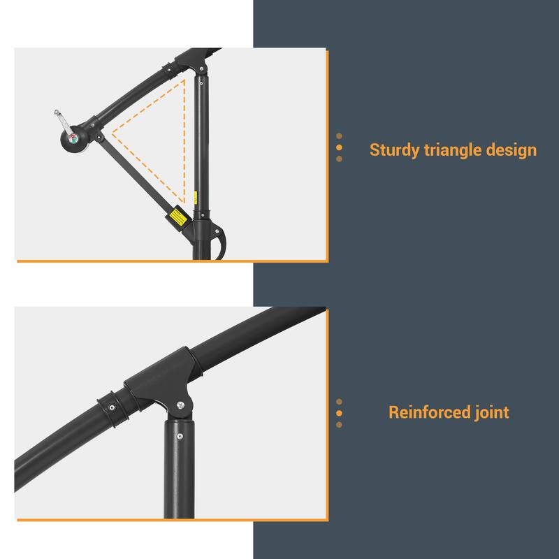 LIVOOSUN Solar Powered 8.2ft LED Patio Offset Umbrella With Base