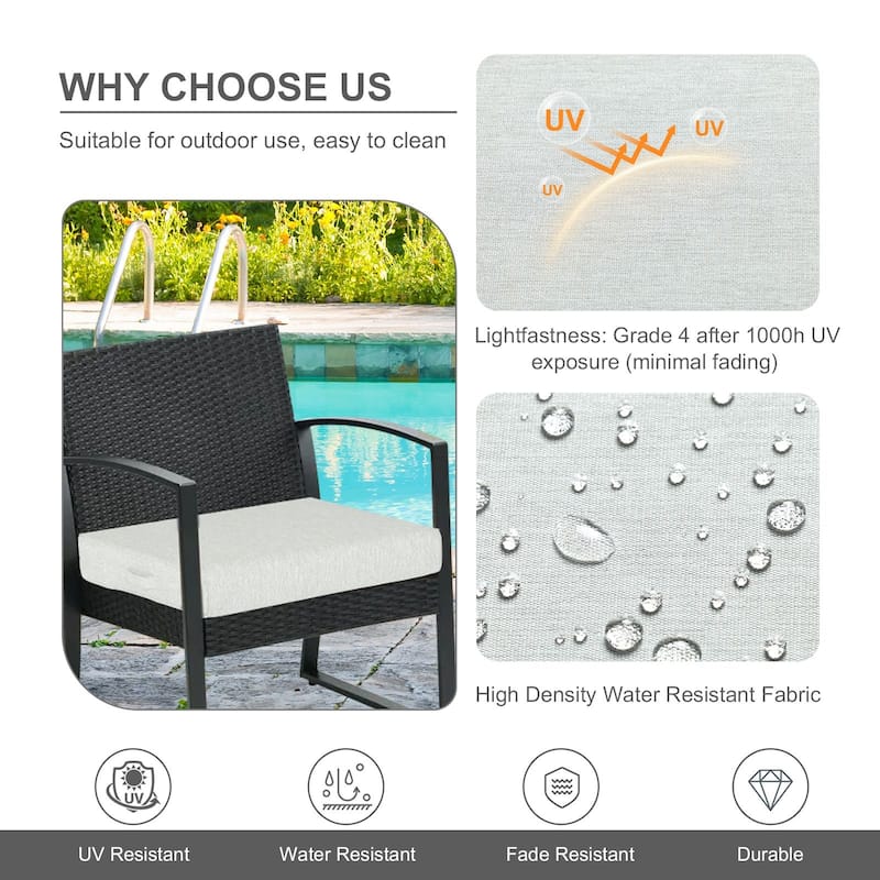 Aoodor Patio Chair Cushions Set of 2, Water Resistant Outdoor Seat Cushions with Handle and Ties, Square Corner Cushions