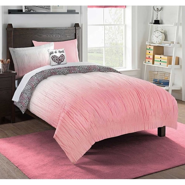 slide 2 of 6, Kids Wild At Heart Bed In A Bag with Decorative Throw Pillow Twin Pink - Twin