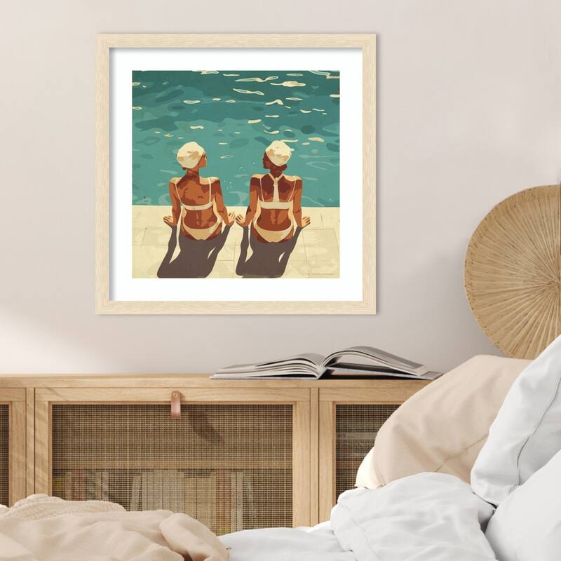 Peaceful and Poolside by Layla Oz Wood Framed Wall Art Print