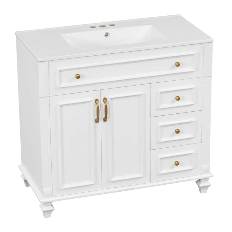 Bathroom Vanity with Sink, Bathroom Storage Cabinet with 2 Drawers, Vanity Cabinet with 1 Tip-Out Drawer and 1 Door