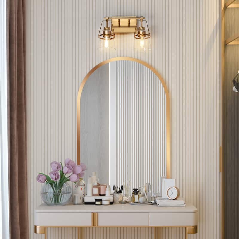 Dendrophyllia Modern Gold 2-Light Clear Glass Bathroom Vanity Lights Wall Sconces - L 13.4" x D 5.7" x H 10"