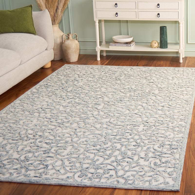SAFAVIEH Handmade Trace Racheal Modern Wool Rug - 8' x 10' - Charcoal/Ivory