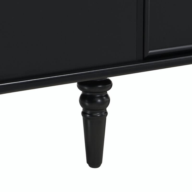 47.2" Wood Coffee Table with Metal Handles and Four Solid Wood Legs