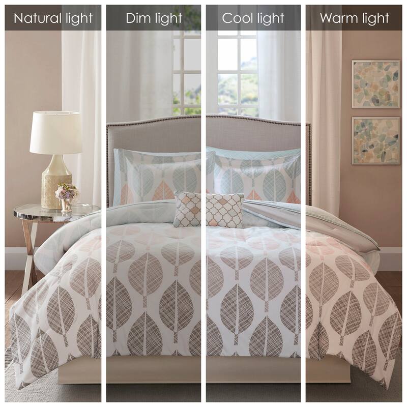 Madison Park Essentials Pelham Bay Coral/ Green Comforter Set with