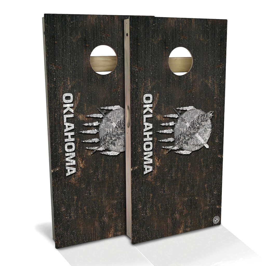 Oklahoma Flag Rustic Outdoor Cornhole Board Set