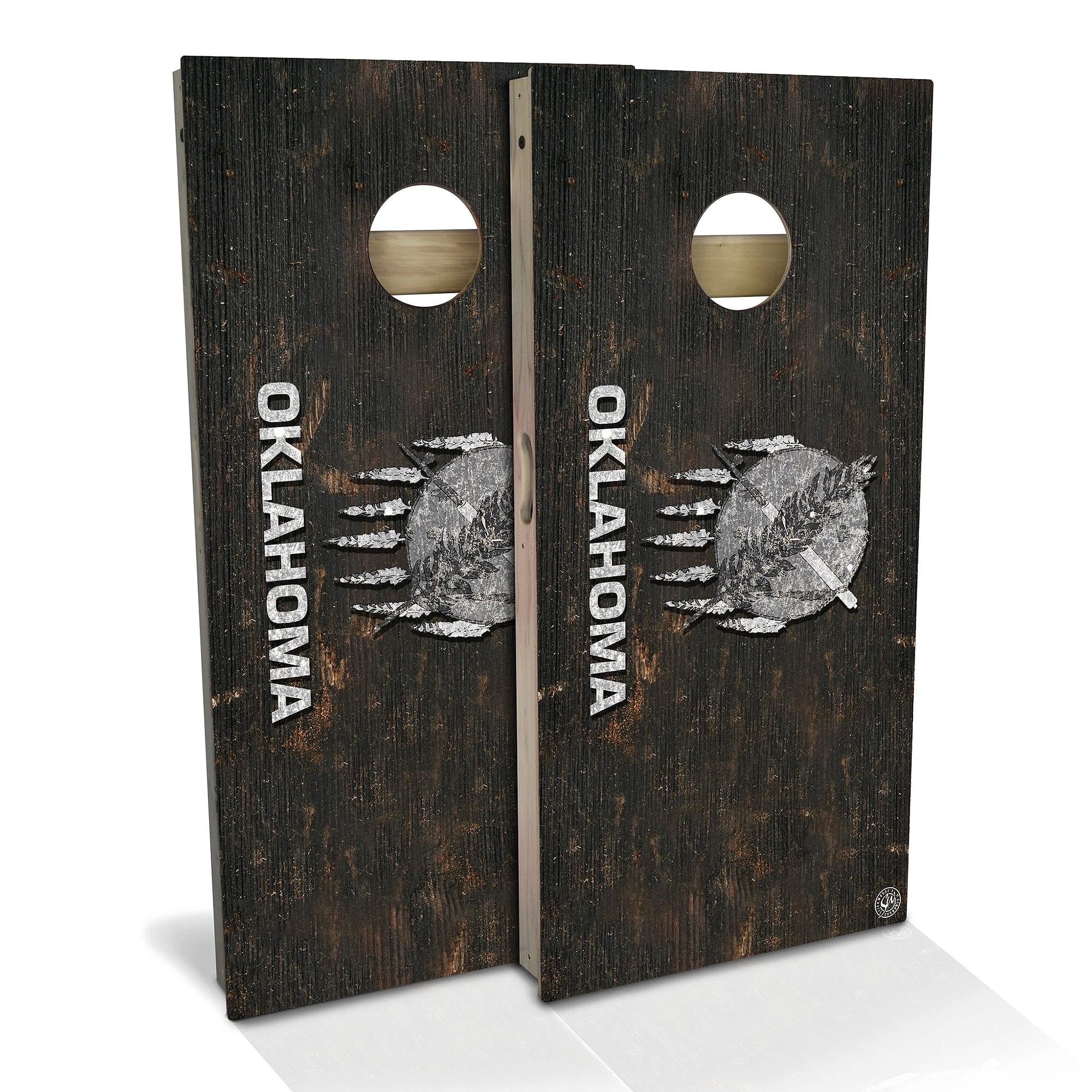 Oklahoma Flag Rustic Outdoor Cornhole Board Set