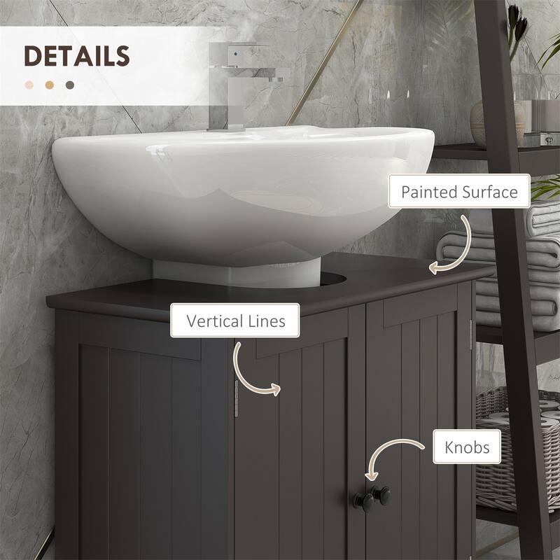 Contemporary Coffee Bathroom Vanity Cabinet with Open Back Design and Adjustable Storage Shelf - 23.5" L x 11.75" W x 23.5" H
