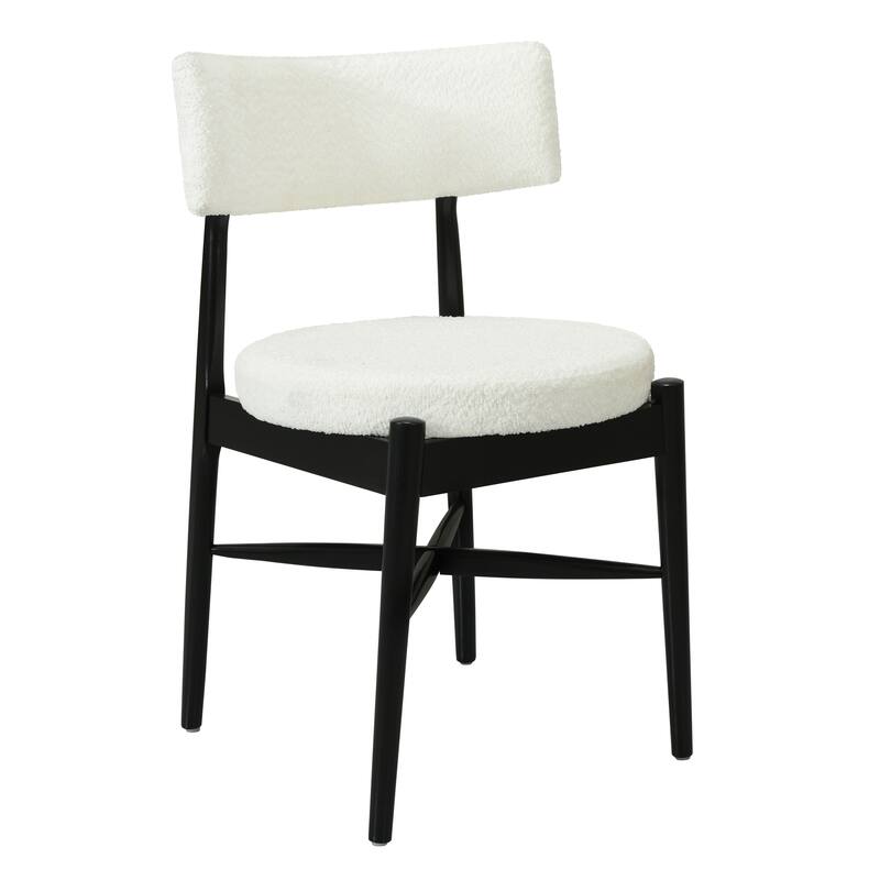 Set of 2 Mid Century Modern Counter Stools with Boucle Upholstery and Rubberwood Frame - Bar Height Dining Stools