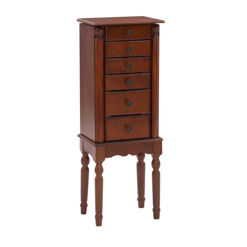 Jewelry Armoire with Spindle Turned Legs - 37" - Brown