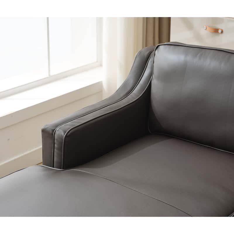 94.5" Genuine Leather L-Shaped Sectional Sofa with Left Chaise Lounge and Modern Design