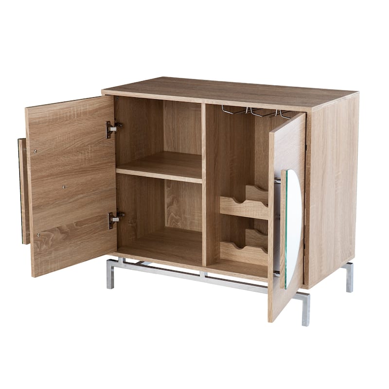 SEI Furniture Nettleton Contemporary Natural Wood Bar Cabinet
