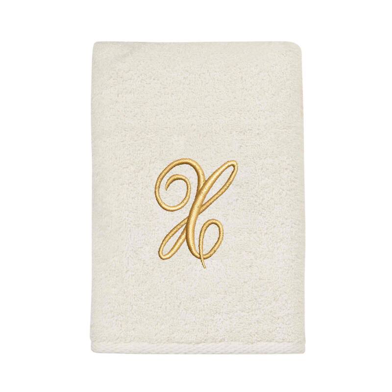 Avanti Linens Ivory/Gold Script Monogram Hand Towel Letter X - Hand Towel