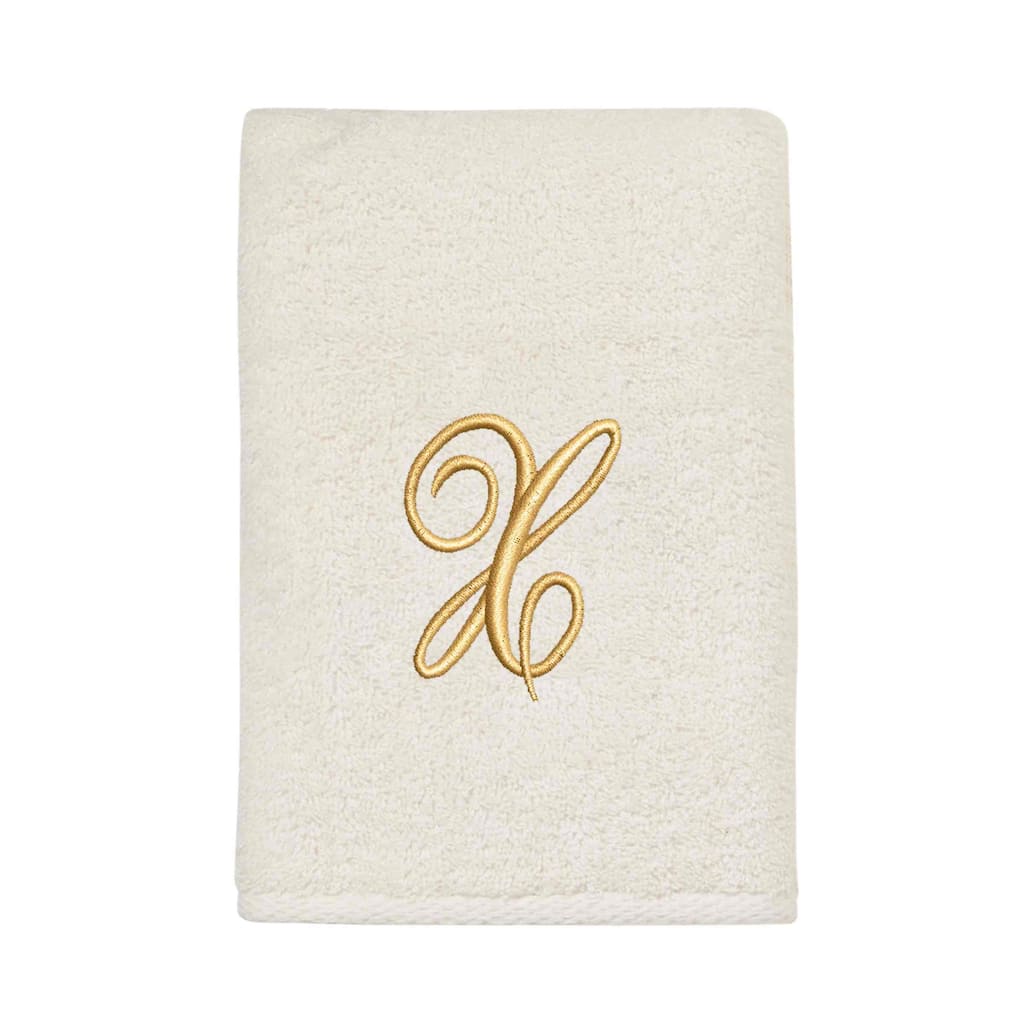 Avanti Linens Ivory/Gold Script Monogram Hand Towel Letter X - Hand Towel