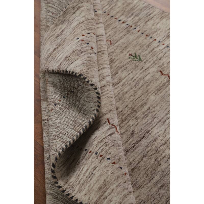 Hand Knotted Oriental 100% Wool Carpet Tribal Stripe Beige & Ivories Gabbeh Area Rug - 5' 9'' X 4' 0''