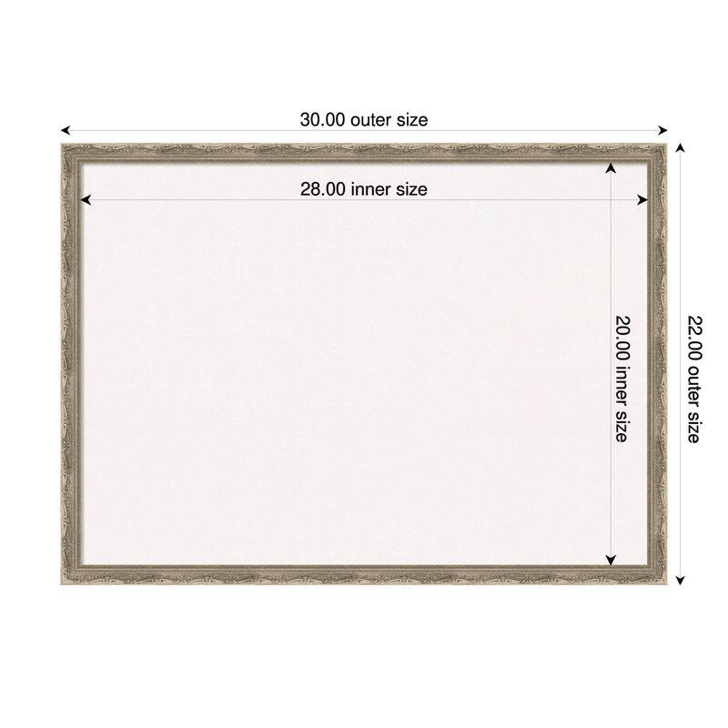 Mila Dark Silver Wood Framed Cork Board - Bulletin Board, Organization Board, Pin Board - White - 30 x 22 in