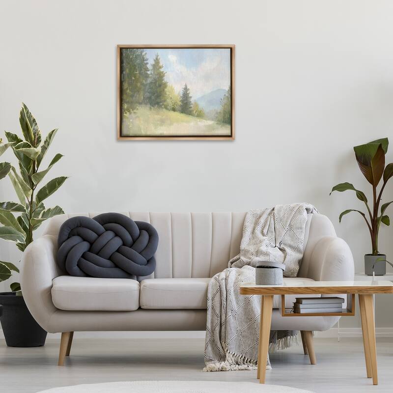Stupell Meadow Of Green Landscape Framed Floater Canvas Wall Art Design By Petal Prints Design