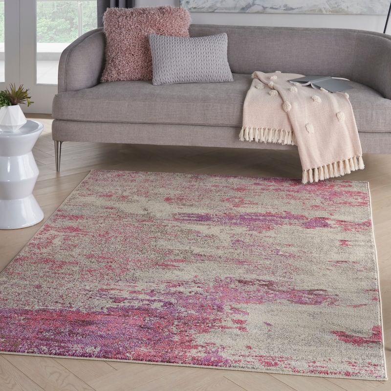Nourison Modern Abstract Sublime Area Rug - Ivory/Pink - Rectangle - 3'11" x 5'11"