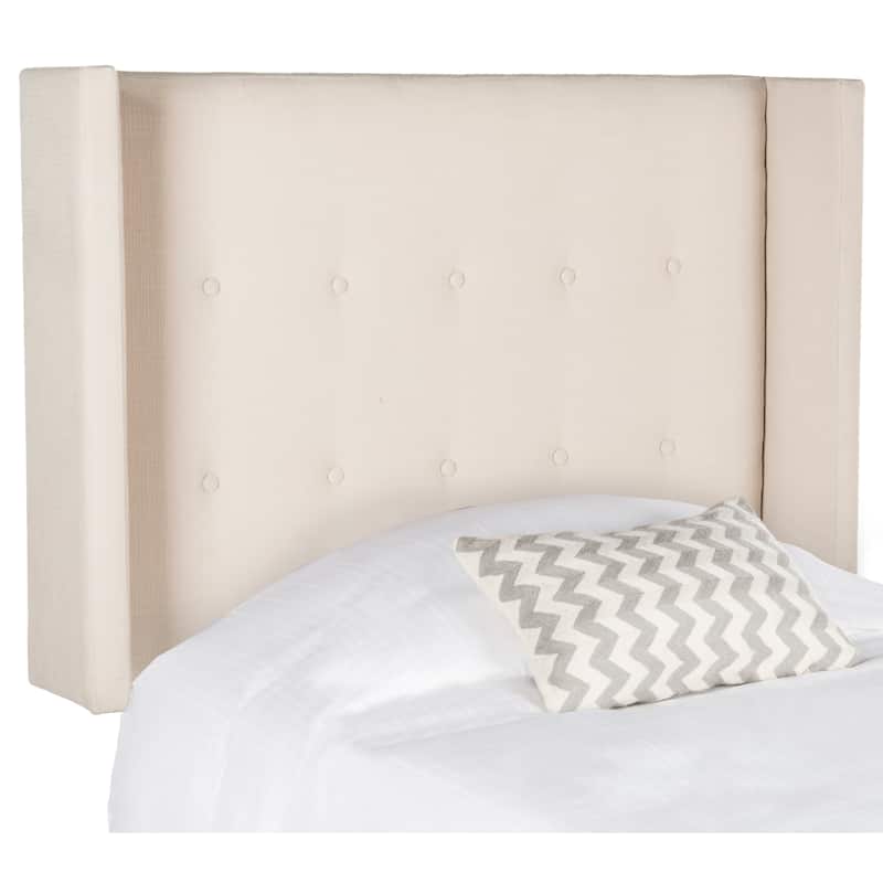 SAFAVIEH Damon Oyster Upholstered Tufted Wingback Headboard