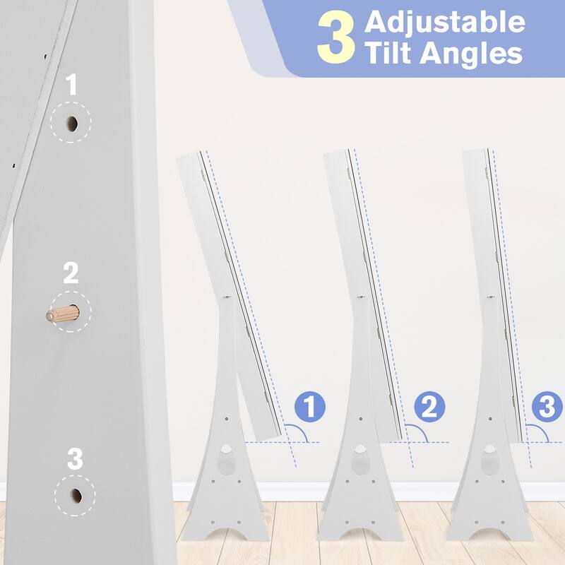 Gymax Jewelry Armoire w/ Full Length Mirror Freestanding Jewelry