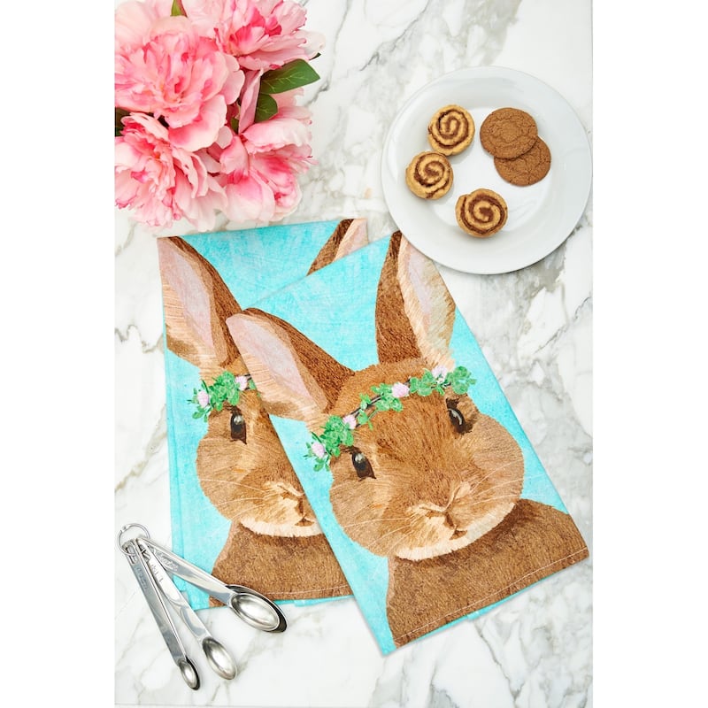 Clover Easter Bunny Printed Flour Sack Kitchen Towel