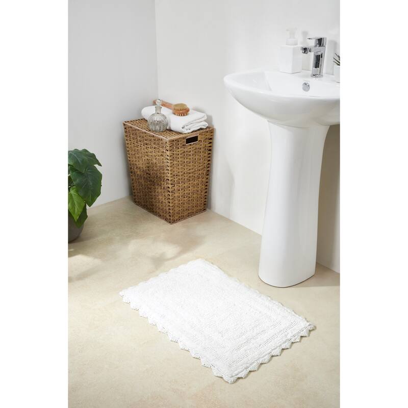 Better Trends Bath Rugs Set 100% Cotton Soft & Water Absorbent Tufted Bathroom Rug for Shower, Sink Bath Mats Lilly Crochet