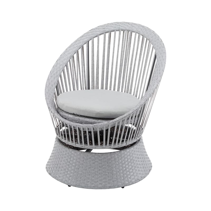 Modern Swivel Wicker Lounge Chair with Rattan and Iron Frame