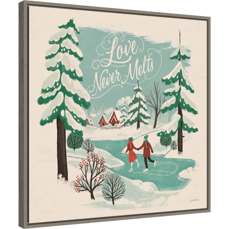 Winter Bliss V Ice Skating by Janelle Penner Framed Canvas Wall Art