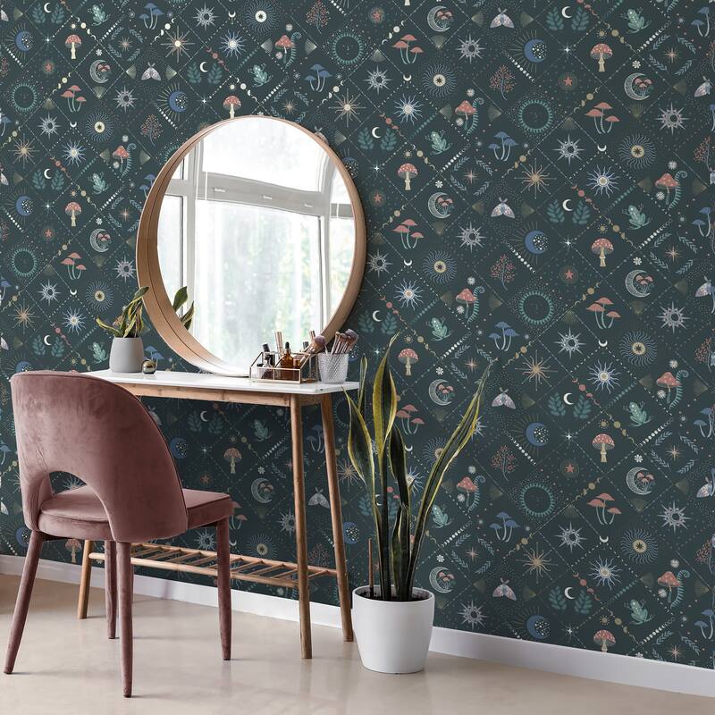 Fine Decor Elmira Black Mystical Wallpaper - N/A