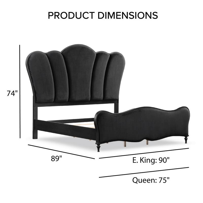 Furniture of America Seabliss Glam Solid Wood Fabric Upholstered Platform Bed