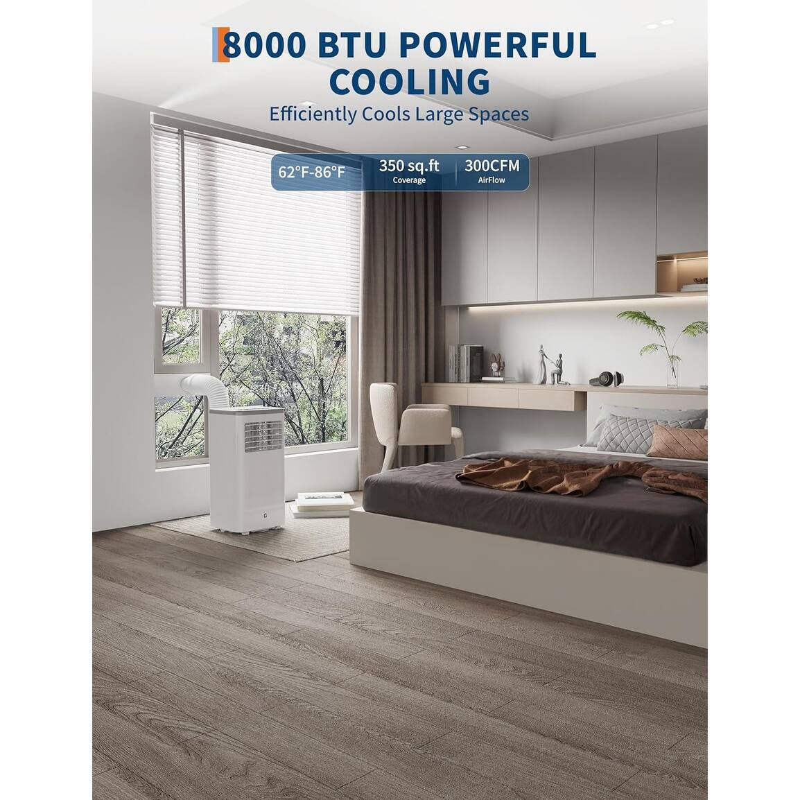 8000 BTU Portable Air Conditioner 3 in 1 Portable AC Units for Rooms with Cool Dry Fan Modes Fast Cooling Up to 350 Sq.