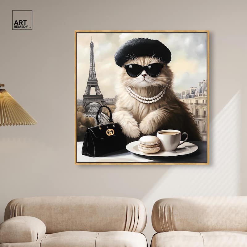 Cat in Paris Treats Canvas by Art Remedy