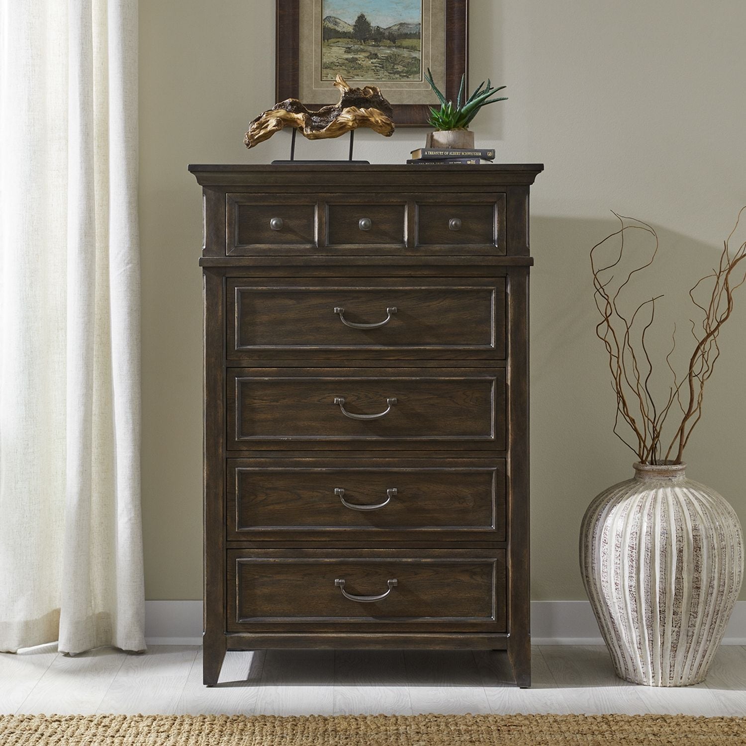 Liberty Furniture Paradise Valley Bedroom 5 Drawer Chest Saddle Brown