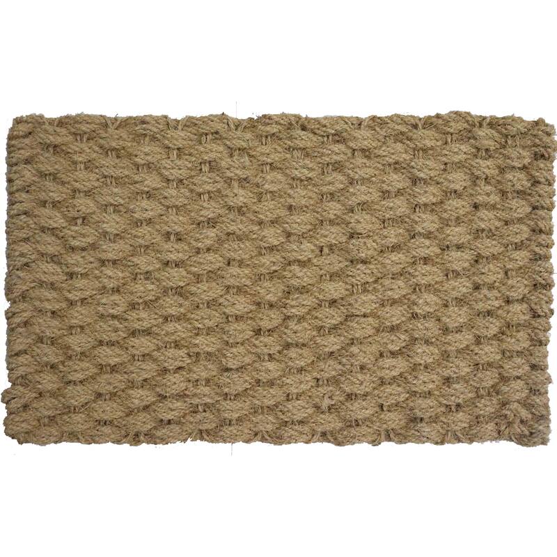 Gardenised Heavy Duty Coco Coir Doormat Non Slip PVC Baking Embossed Welcome Design Natural Coconut Fiber Floor Mat 18x30" - Nautical Braid